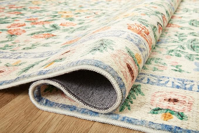 Loloi Rifle Paper Co. Eden Collection EDE-02 Mughal Garden Cream 2'-6" x 7'-6" Runner Rug feat. CloudPile™