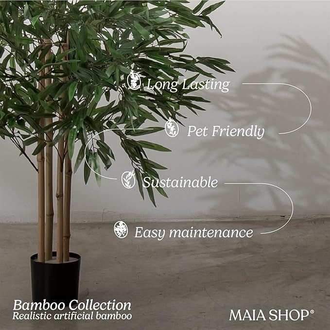 Maia Shop 3ft 5in Artificial Bamboo Tree Plant for House, Apartment or Office – Realistic Fake Indoor Plants for Living Room, Bedroom, Bathroom, Entryway or Patio – Faux Greenery for Home Décor