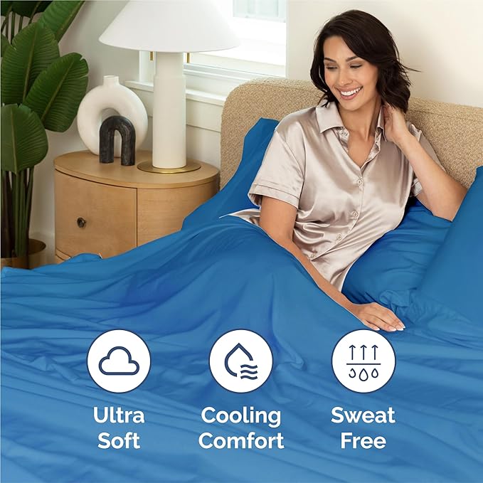 Twin XL 4 Piece Sheet Set - Cooling, Comfy & Breathable - Hotel Luxury Bedding, Includes Fitted Sheet for Women, Men, Kids & Teens - 1 Flat, 1 Fitted Sheet, 2 Pillowcases w/Deep Pockets - Royal Blue