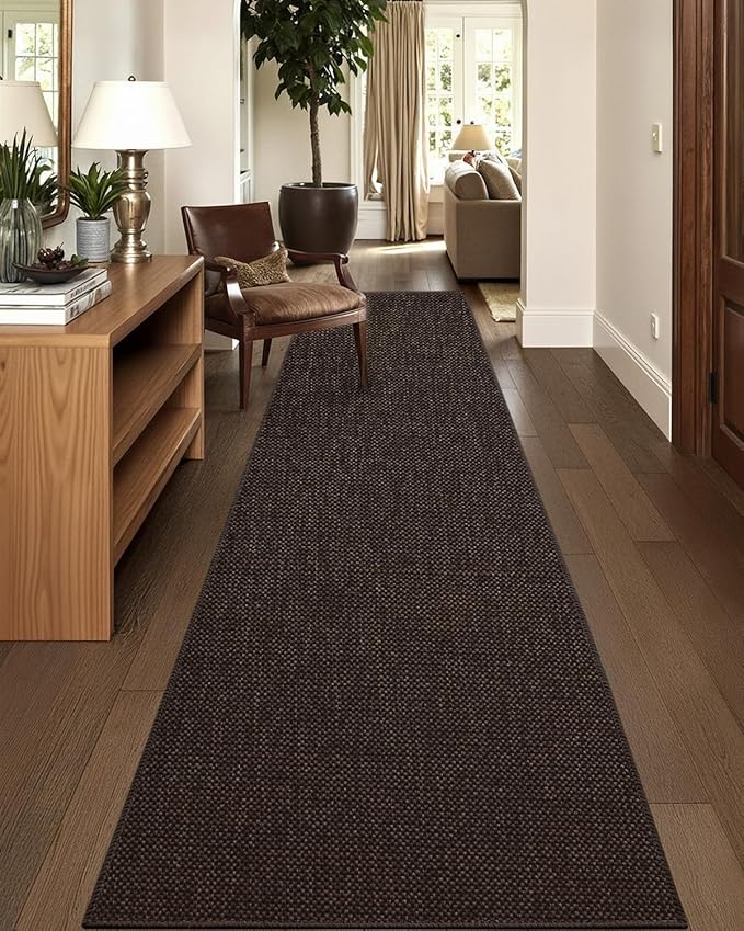 Color&Geometry Door Mat 2'2"x7'11" Runner Rug with Rubber Backing, Non Slip Washable Hallway Kitchen, Carpet Runners for Hallway Living Room Bedroom, Brown (Rolled-up NO Creases)