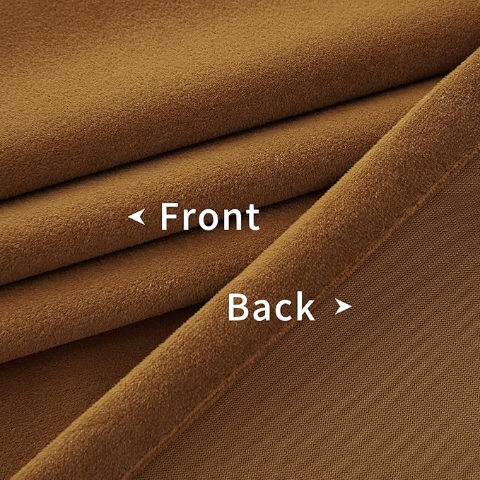 Joydeco Brown Velvet Curtains 72 inch Length 2 Panels, Luxury Blackout Rod Pocket Thermal Insulated Window Curtains, Super Soft Room Darkening Drapes for Living Dining Room Bedroom,W52 x L72 inches