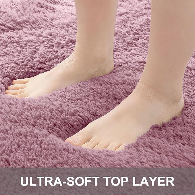 OLANLY Area Rugs for Living Room Bedroom, Machine Washable 4x5.9 ft Soft Fluffy Shaggy Bedside Rug, Indoor Floor Carpet for Kids Girls and Boys, Dorms, Nursery Rooms, Home Decor Aesthetic, Blush