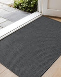 Color&Geometry Ultra-Thin Indoor Door Mat, 21"x31" Low-Profile Non-Slip Entryway Rug with Modern Geometric Texture, Washable Doormat for Entrance, Front Doors, Grey (FOLD)