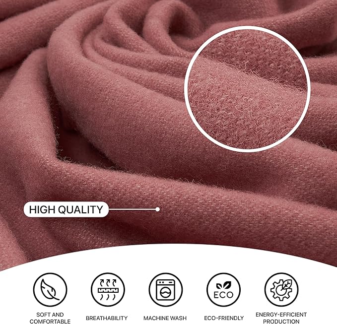 | Wool Blanket/Throw | 100% New Zealand Wool | Perfect for Home and Outdoors | Virgin Wool Throw with Fringes 67"x79" (170 x 200 cm)