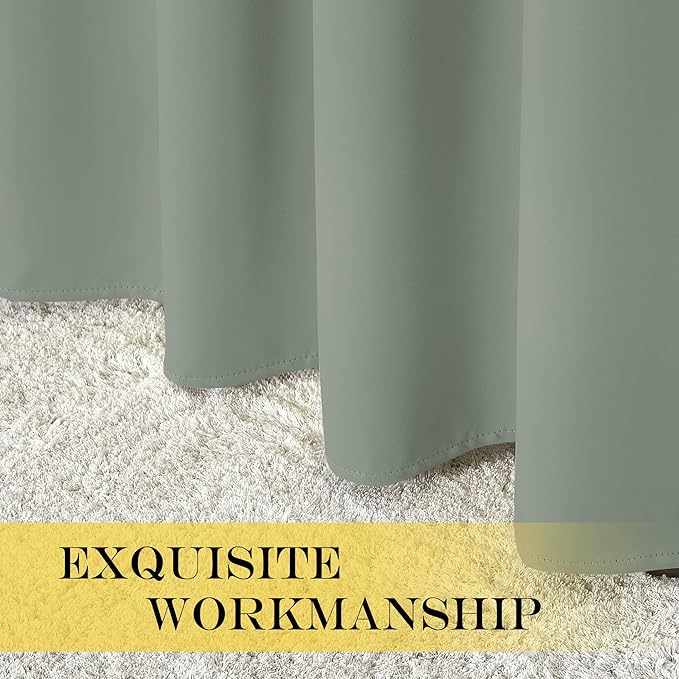 NICETOWN Blackout Room Divider Curtains for Sliding Glass Doors 102 Inches Long 1 Panel, Extra Wide Curtains for Doorway Patio Bedroom Living Room (Sage Green, 80Wx102L, 1 Panel)