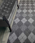 Custom Length Hallway Runner Rug,Slip Resistant,Squares Anthracite, 26 Inch X 2 feet, Doormat, Sold and Priced Per Foot