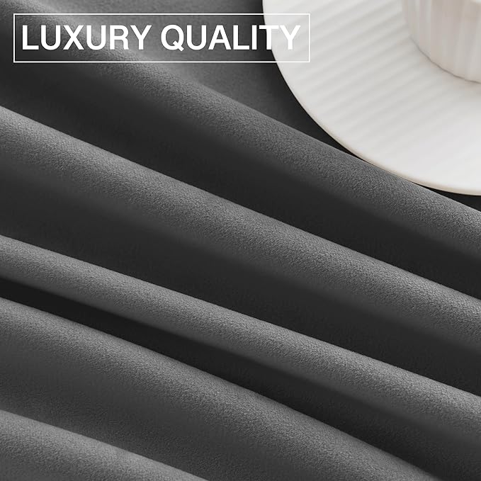 StangH Super Soft Thick Thermal Insulated Velvet Curtains Rod Pocket Room Darkening Privacy Window Treatment Drapes Short Curtains for Bedroom/Dining Room, Grey, W52 x L72, 2 Panels