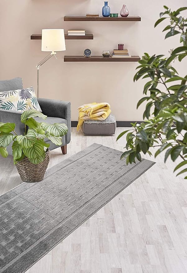 30 ft Extra Long Grey Hallway Kitchen Runner Rug Non-Slip Washable, 26" X 30' Carpet Runner Rugs-Rubber Backed, Custom Size Floor Mat for Stairs Bedroom Bathroom Entryway Living Room