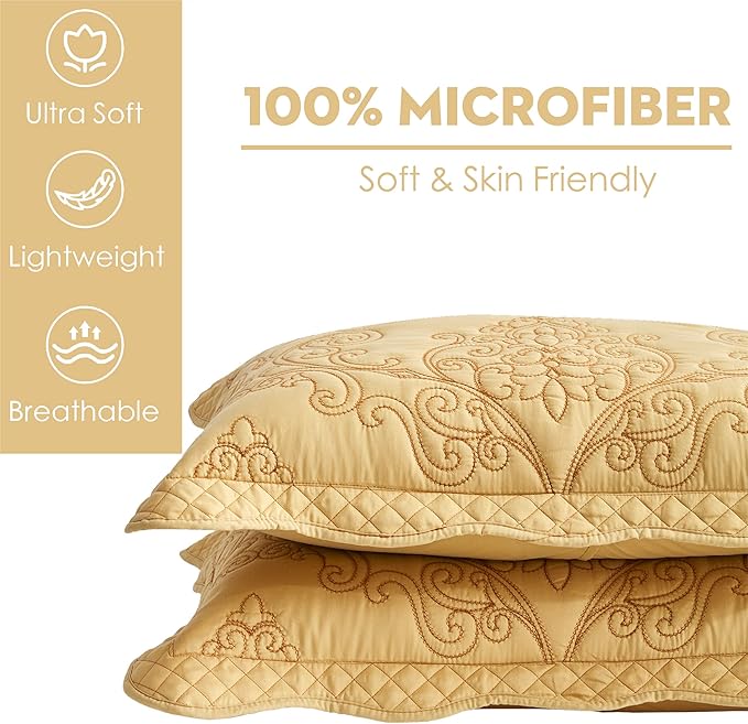 CHIXIN Microfiber Standard Pillow Shams Set of 2 - Decorative Quilted Pillow Covers - Lagoon - Size (20" x 26")