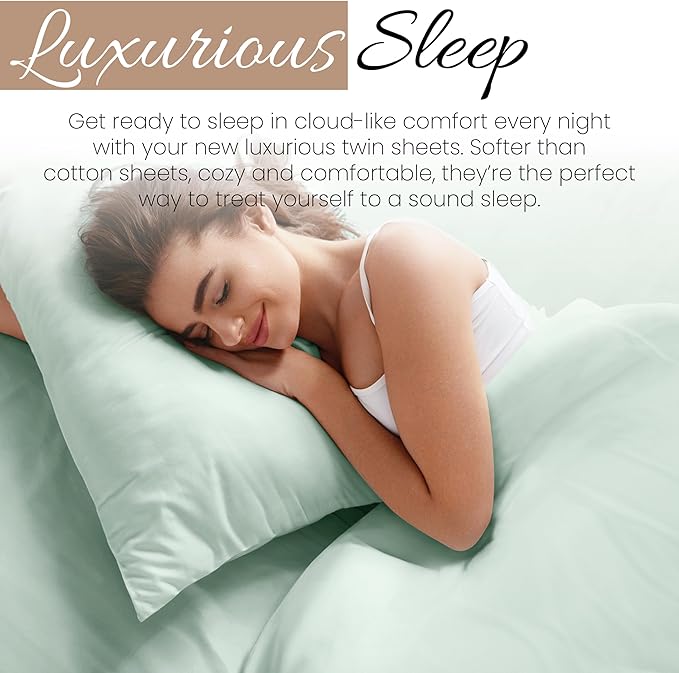 Linen Market Bed Sheets for Twin Size Bed (Mint) - Sleep Better Than Ever with These Soft and Cooling Twin Sheets - Deep Pocket Fits 16" Thick Beds - 3 Piece Twin Sheet Set