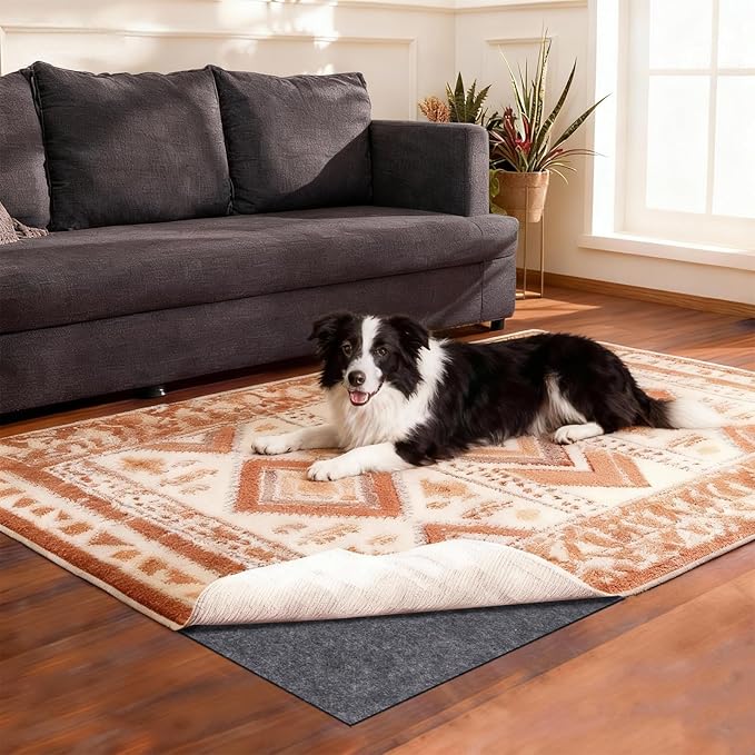 Rug Pad Waterproof Non-Slip 3x5 ft, 1/8" Thick Felt Cushion Pad for Area Rugs – Protects Hardwood, Tile & Laminate Floors – Keeps Rugs Flat & Secure