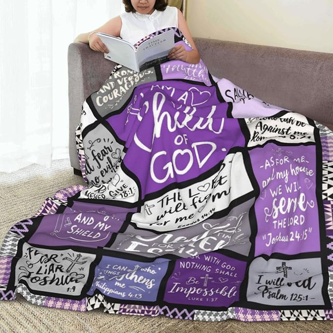 Christian Blanket Gift for Women, Inspirational Throw Blanket for Couch, Soft Lightweight Flannel Blanket, 50"x 60" Thoughts and Prayers Blankets for Bedroom Sofa Living Room Decoration