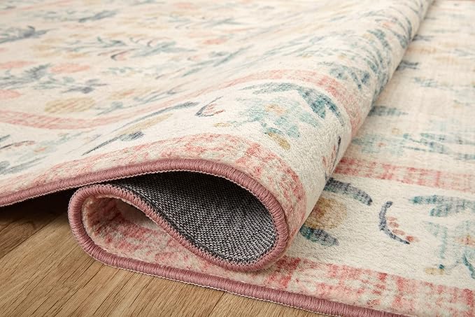 Loloi Rifle Paper Co. Eden Collection EDE-01 Mughal Rose Blush 8'-6" x 11'-6" Area Rug feat. CloudPile™