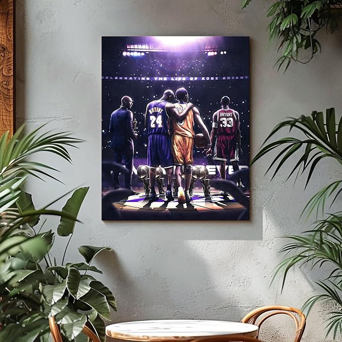 Kobe Bryant Legacy Canvas Wall Art Print Poster, Iconic Inspirational Sports Picture Artwork, Motivational Mamba Mentality Painting Wall Decor for Office Gym Home Living Room Bedroom, Framed 20x24inch