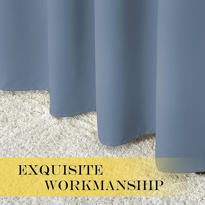 NICETOWN Blackout Drapery Door Curtain for Bedroom - Grommet Window Treatment Thermal Insulated Solid Vertical Drape for Doorway (Stone Blue, 1 Piece, 66 by 66 Inch)