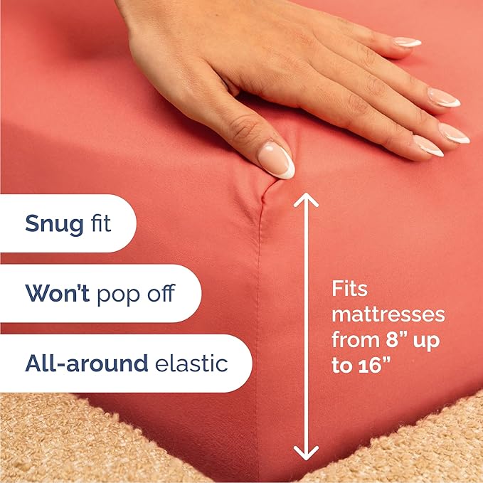 Cal King 6 Piece Sheet Set - Cooling, Comfy & Breathable - Hotel Luxury Bedding, Includes Fitted Sheet for Women, Men, Kids & Teens - 1 Flat, 1 Fitted Sheet, 4 Pillowcases with Deep Pockets - Coral