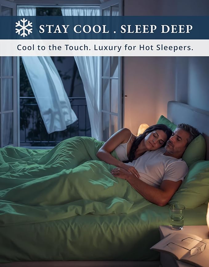 LANE LINEN 100% Egyptian Cotton Bed Sheets - 1000 Thread Count, Cal King 4-Piece Set, Long Staple Cotton, Luxury Hotel Quality, Fits Up to 15" Mattress - Iceberg Green