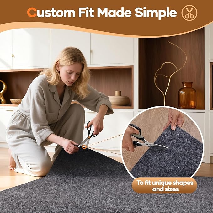 Veken 4 Ft Round Non Slip Cushioned Rug Pad Gripper, Felt and Silicone Backing, 1/4 inch Thick Carpet Liner for Hardwood Floors and Finishes, Under Area Rugs Anti Skid Mat, Keep Rugs Safe and in Place
