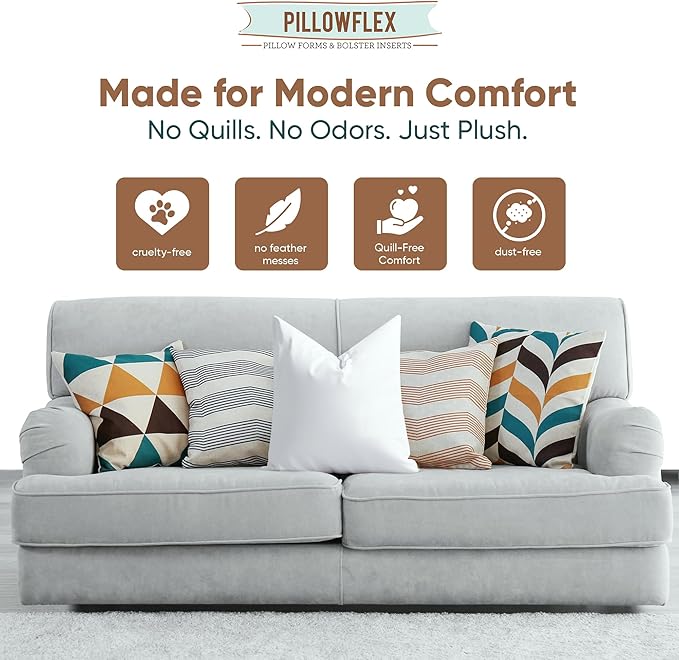 Pillowflex Synthetic Down Alternative Pillow Inserts for Shams - Comfy Pillows for Sleeping, Perfect Pillow & Best Sleeping Pillows, Handmade Down Alternative Throw Pillow Inserts - (26x26 Set of 2)