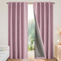 Joydeco Blackout Curtains for Bedroom - 84 Inch Long 100% Light Blocking 2 Panels Set Pink Drapes, Thermal Insulated Room Darkening Curtains, Linen Textured for Living Room, Rod Pocket & Back Tabs
