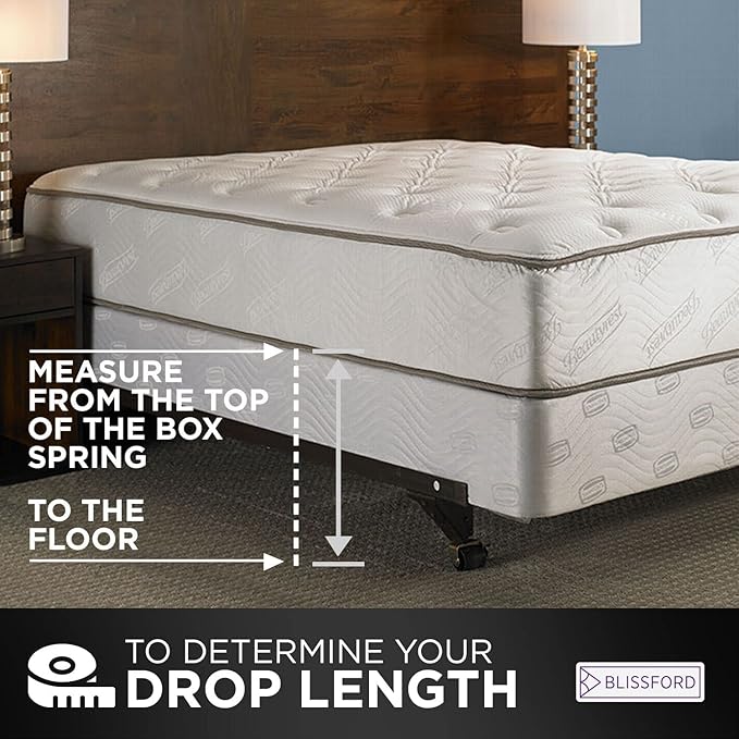 BLISSFORD White Bed Skirt Full Size 14 inch Drop - with Split Corners - Cotton Blend Ruffle Bed Skirt, Dust Ruffle with Platform, White Full Size Bedskirt, Machine Washable