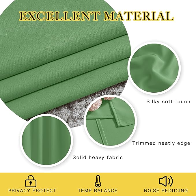 NICETOWN Blackout Curtains 120 inch Length for Sliding Glass Door, Grommet Thermal Insulated Room Darkening Sound Reducing Drapes for Room Divider, 1 Panel, W52 x L120, Froest Green