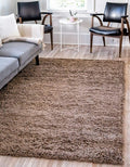 Unique Loom Solid Shag Collection Area Rug (7' 1" x 10' Rectangle, Sandy Brown)