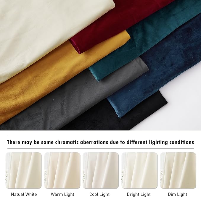 RYB Home White Velvet Curtains 84 inches - Room Darkening Energy Saving Curtain Panels Soft Luxury Privacy Window Covering for Living Room Studio Apartment, Cream White, W52 x L84 inches, 2 Panels