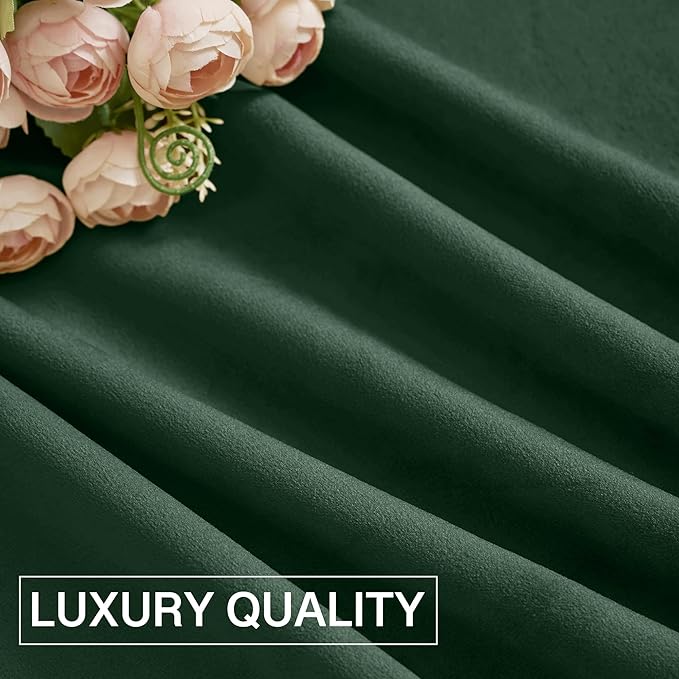 StangH Dark Green Velvet Curtains Christmas Luxury Blackout Window Panels for Bedroom Curtains Energy Efficient Thick Rod Pocket Curtain Drapes for Holiday Decor, W52 x L84, 2 Panels