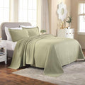 Superior 100% Cotton Basket Weave Bedspread with Shams, All-Season Premium Cotton Matelasse Jacquard Bedding, Quilted-Look Geometric Basket, King, Sage