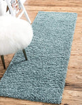 Unique Loom Solid Shag Collection Area Rug (2' 6" x 13' 1" Runner, Light Slate Blue)