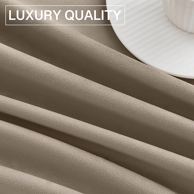 StangH Camel Beige Curtains 105 inches Stylish Thermal Insulated Window Drapes for Office, Soft Velvet Light Blocking Curtains, Neutral Beige Home Decor, W52 x L105, 2 Panels