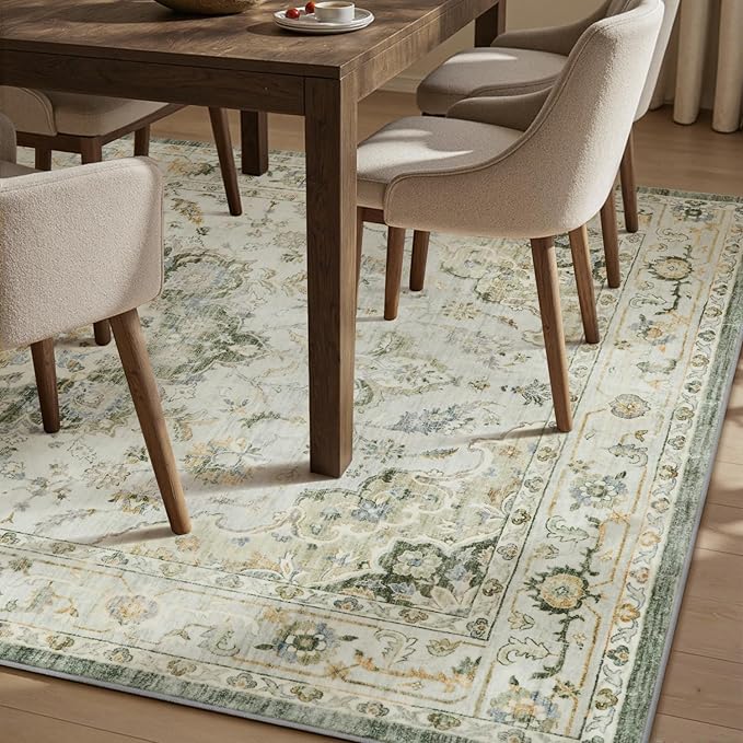 PADOOR 9X12 Area Rug,Rugs for Living Room,Soft Green Rugs for Bedroom,Machine Washable Rugs Non Slip Carpet,Rug for Dining Room Living Room Bedside Office