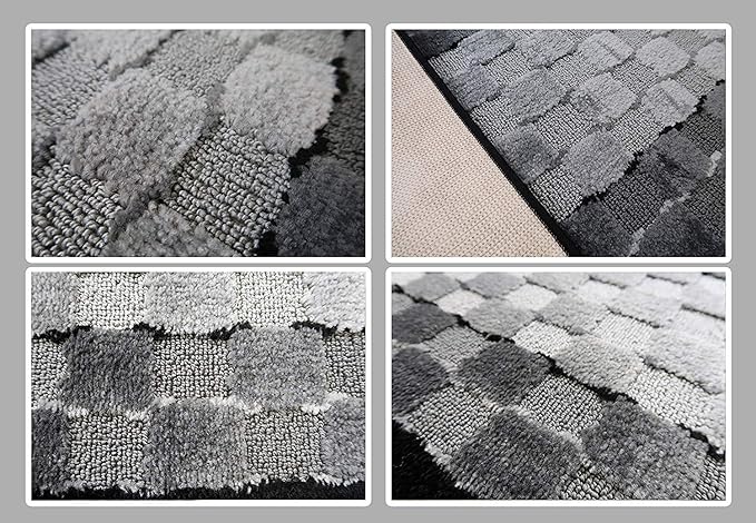 Custom Length Hallway Runner Rug,Slip Resistant,Checkered Black, 26 Inch X 3 feet, Doormat, Sold and Priced Per Foot