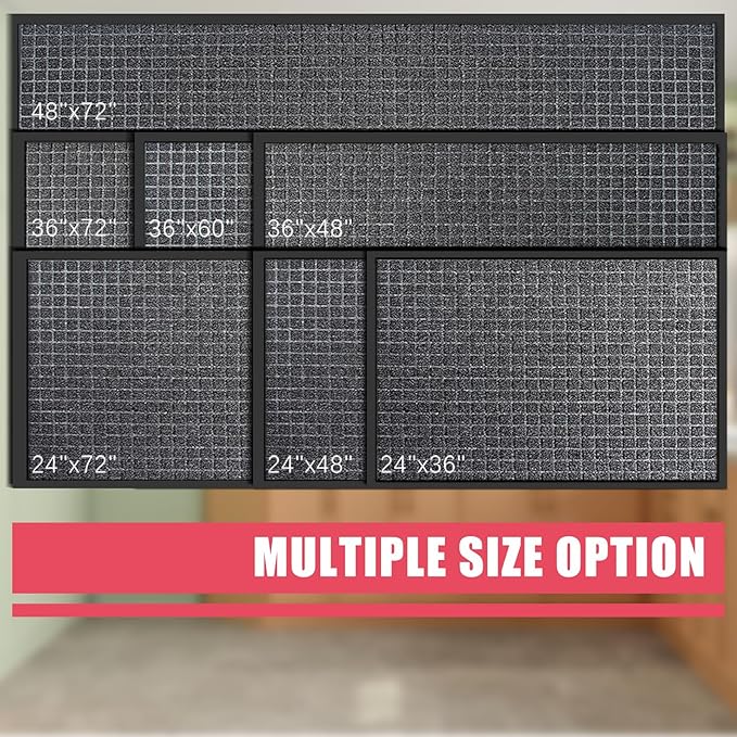 Kuyal Front Door Mat, 4'*6' Door Mat for Inside Outside Entrance,Waterproof Welcome Mats with Non-Slip Backing, Indoor Outdoor Entryway, Commercial Floor Mats, Durable & Easy to Clean, Dark Gray