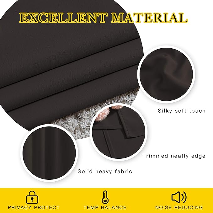 NICETOWN Blackout Curtain Panels 66 inches - Light Reducing Thermal Insulated Solid Grommet Blackout Curtains/Panels/Drapes for Living Room (Set of 2, 66 inches by 66 Inch, Toffee Brown)