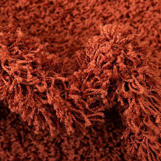 Unique Loom Solid Shag Collection Area Rug (3' 3" Round, Terracotta)