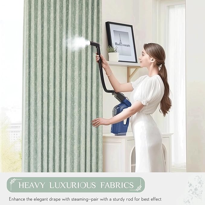 Beauoop Green Floral Jacquard Blackout Curtains 108 Inches Long 2 Panels for Bedroom Living Room Sage Flower Chenille Room Darkening Thermal Soundproof Grommet Window Treatments Drapes, 52x108