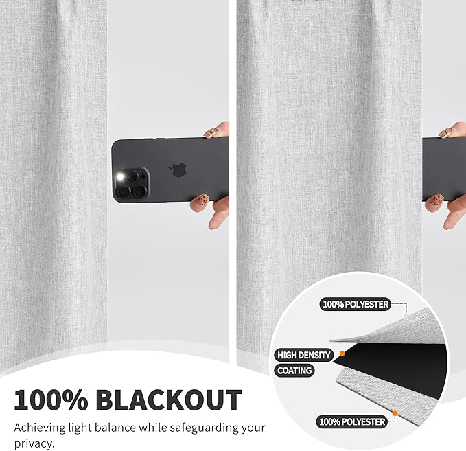 WdFour 24x30 Inch Pinch Pleated Blackout Cafe Curtains - Pack of 2, 100% Light Blocking Back Tab Drapes for Half Windows, Kitchen & Bathroom Short Curtains (Greyish White)