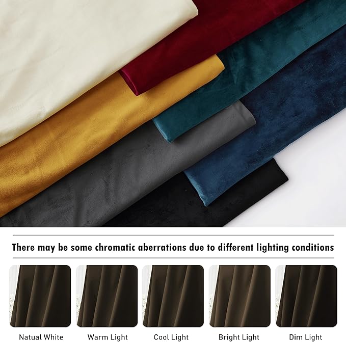 RYB HOME Brown Velvet Curtains 84 inches, Back Tab Soft Fabric Blackout Heat Blocking Luxurious Home Decor Curtains for Living Room Bedroom, W 52" x L 84", 2 Panels Set