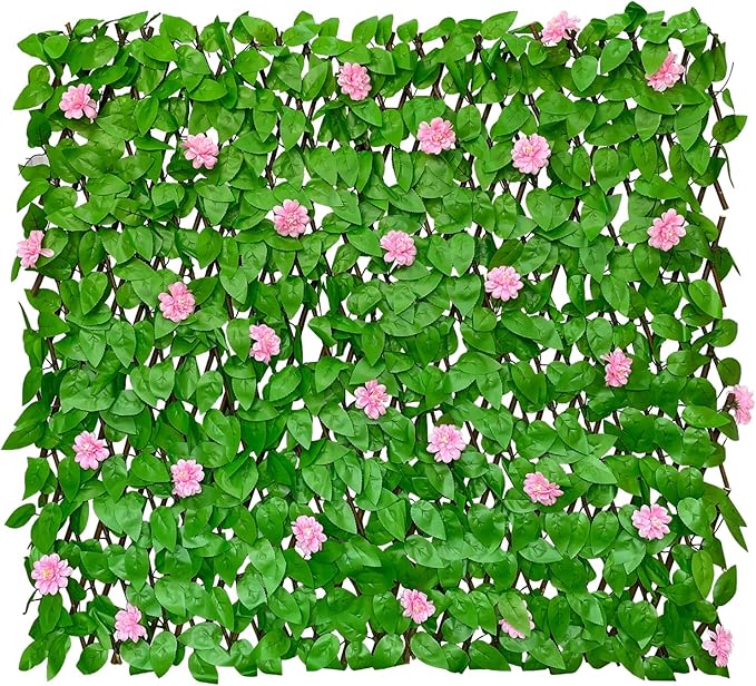 GLANT Expandable Fence Privacy Screen for Balcony Patio Outdoor,Decorative Faux Ivy Fencing Panel,Artificial Hedges (Single Sided Leaves) (1, HongGuo)
