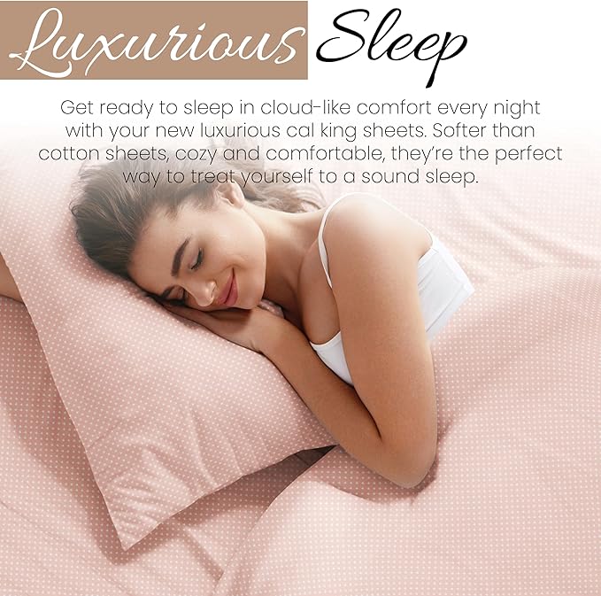 Linen Market 4 Piece California King Bedding Sheet Set (Pink Hearts) - Sleep Better Than Ever with These Ultra-Soft Cooling Bed Sheets for Your California King Size Bed - Deep Pocket Fits 16" Mattress