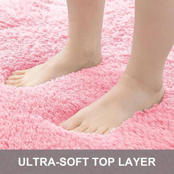 OLANLY 2x6 Machine Washable Runner Rugs for Hallway, Soft Fluffy Shaggy Bedside Rugs for Bedroom, Living Room, Indoor Floor Carpet for Kids Girls and Boys, Nursery Rooms, Home Decor Aesthetic, Pink
