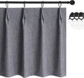WdFour 24x30 Inch Pinch Pleated Blackout Cafe Curtains - Pack of 2, 100% Light Blocking Back Tab Drapes for Half Windows, Kitchen & Bathroom Short Curtains in Dark Gray