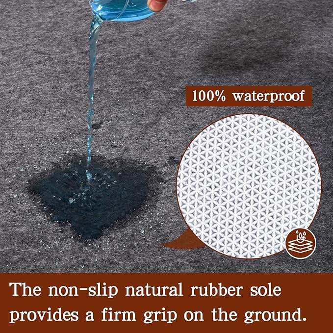 Rug Pad Waterproof Non-Slip 9x12 ft, 1/8" Thick Felt Cushion Pad for Area Rugs – Protects Hardwood, Tile & Laminate Floors – Keeps Rugs Flat & Secure