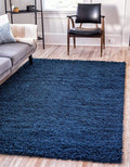 Unique Loom Solid Shag Collection Area Rug (9' x 12' Rectangle, Sapphire Blue/ Navy Blue)