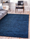 Unique Loom Solid Shag Collection Area Rug (8' x 11' Rectangle, Sapphire Blue/ Navy Blue)