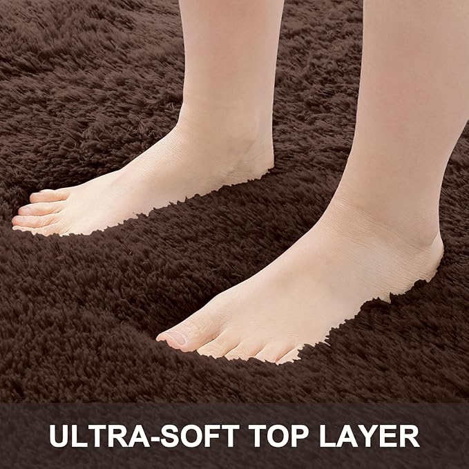 OLANLY 5x7 Machine Washable Large Area Rugs for Living Room, Bedroom, Soft Fluffy Shaggy Bedside Rug, Indoor Floor Carpet for Kids Girls and Boys, Dorms, Nursery, Home Decor Aesthetic, Coffee
