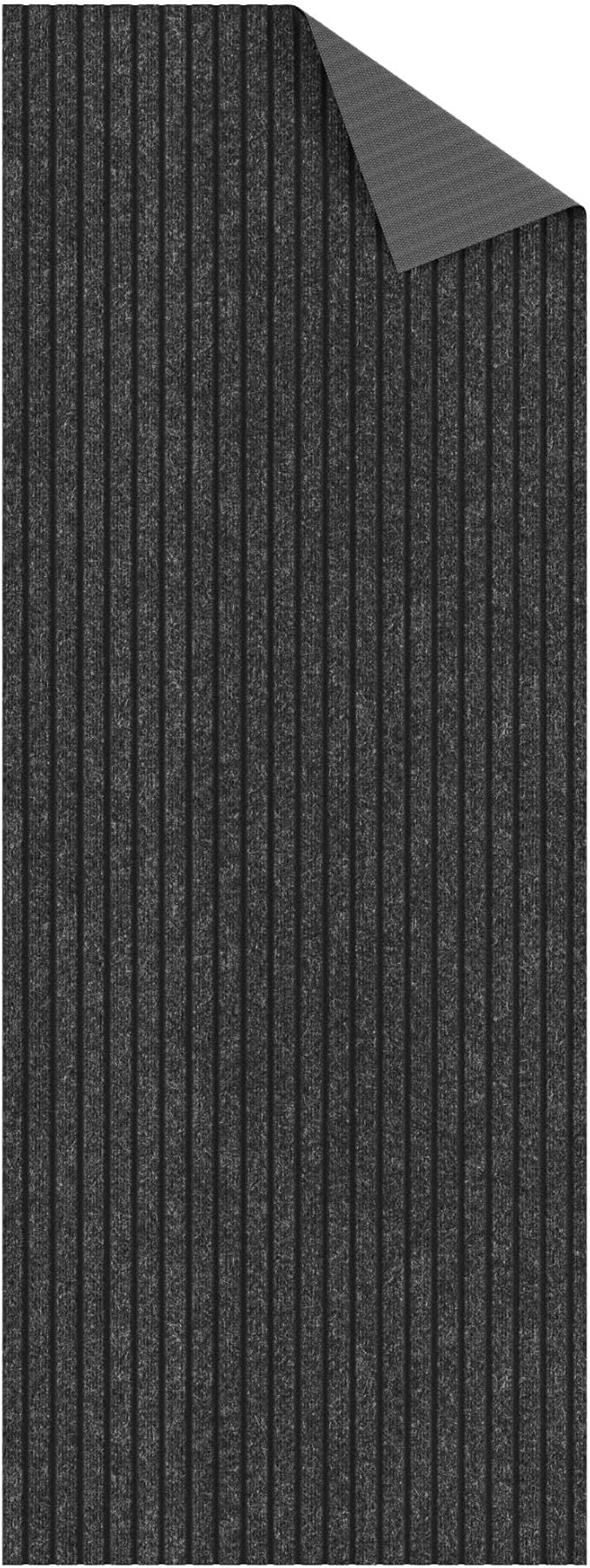 Ottomanson 2' x 22' Hallway Runner with Scraper Pile Extra Durable Non-Slip Rug Mat for Indoor & Outdoor Use - Ideal for Kitchen, Entryway, Patio & Garage - High-Traffic Carpet, Black
