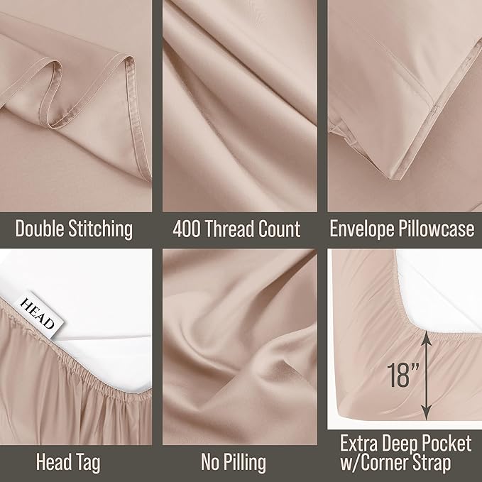 Bella Coterie Luxury Bamboo Viscose Queen Size Sheet Set | 100% Organically Grown | Ultra Soft | Cooling for Hot Sleepers | 18" Deep Pocket [Dusty Rose]